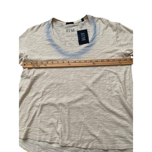 ATM Relaxed V-Neck Coastal Preppy Old Money Basic Women Shirt Coral Stone Powder - Picture 4 of 8